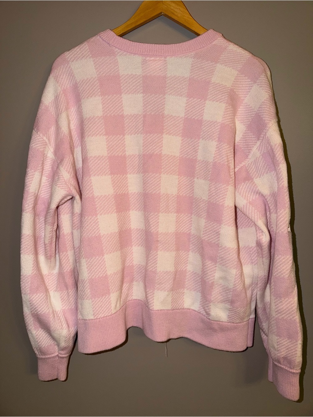 Barbie The Movie Hot Topic Pink Gingham Plaid Knit Sweater Cardigan XL - Picture 8 of 8
